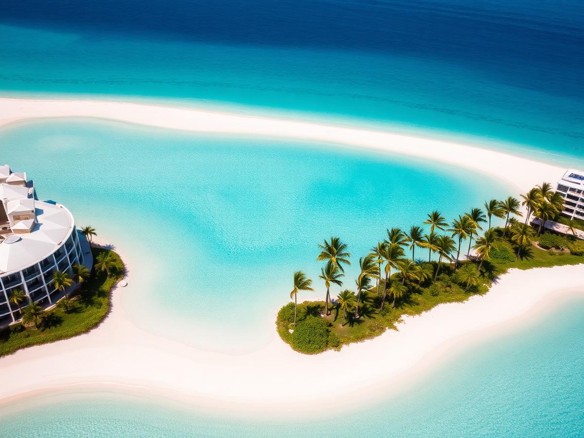 Crystal lagoon and white sand beach